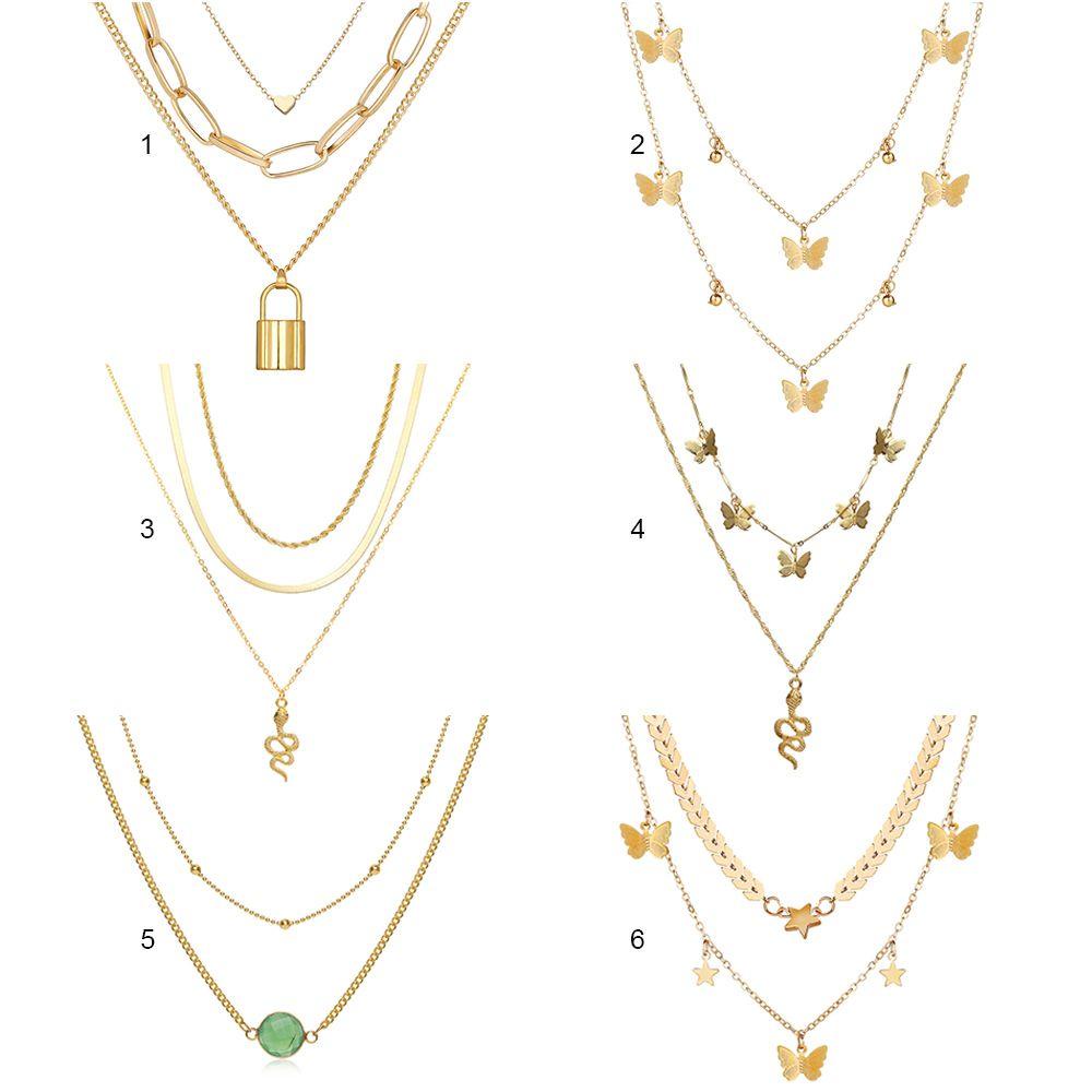 Vòng cổ Nhiều Lớp Mặt Hình Trái Tim Và Bướm