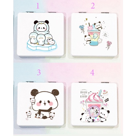 Gương da pu gấu trúc mochi panda gương 2 mặt GPI6a dễ thương hoạt hình