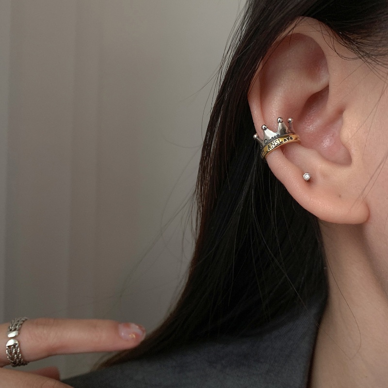 Bông tai Kẹp Tai của Phụ nữ Vương miện sang trọng Không xỏ lỗ Kẹp tai