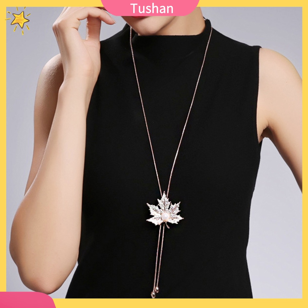 Vòng cổ Hợp Kim Mặt Hình Lá Phong Đính Đá Đơn Giản