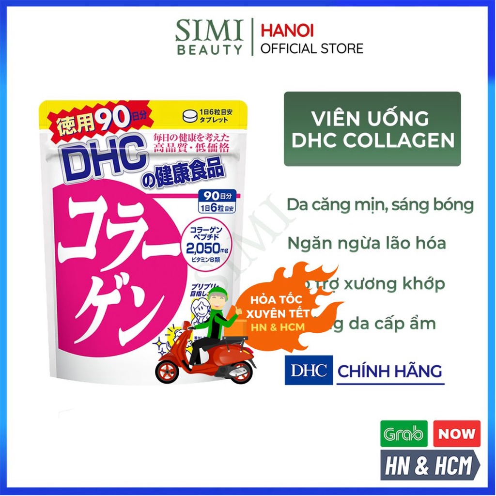 Viên uống Collagen DHC Nhật Bản làm đẹp da mặt chống lão hóa dưỡng ẩm da cấp nước bổ sung collagen căng bóng mịn màng