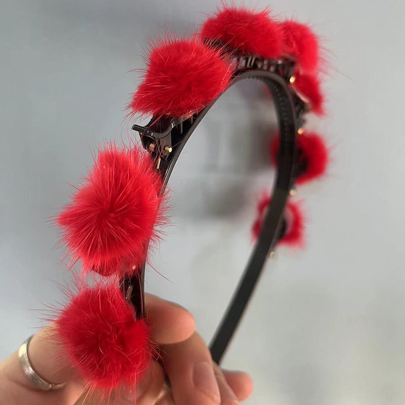 Băng Đô Cài Tóc Đính Bóng Lông Thời Trang Hàn Quốc Cho Nữ