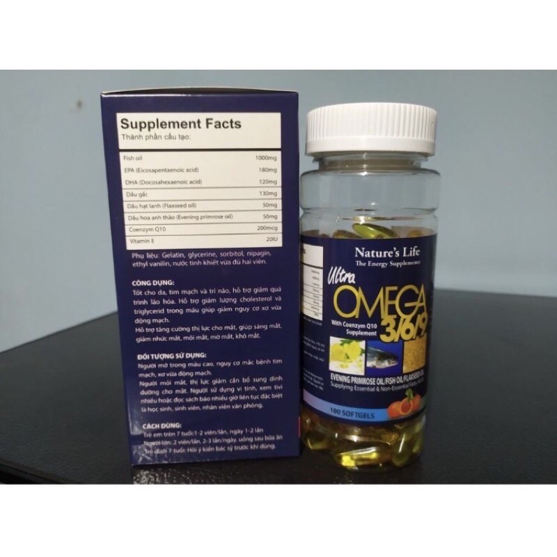 Viên dầu cá Omega 369 Nature life (Nature's life) - hộp 100 viên