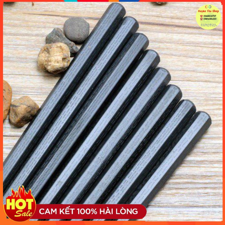 Vỉ 10 đôi đũa phíp nhựa đen - đũa melamine kháng khuẩn