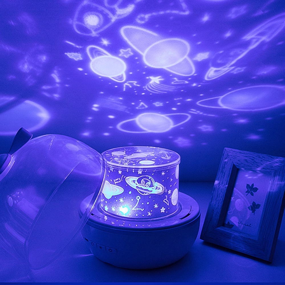 Romantic Rotating Starry Sky Projector Night Light Creative Dream Table Lamp with Sound