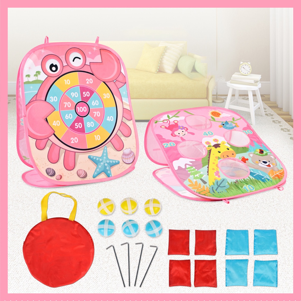 <Sabaya> 1 Set Sandbag Toy Cartoon Animal Pattern Parent-child Interaction Fabric Bean Bag Toss Game Toy for Outdoor