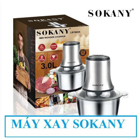 [Bảo hành 12 tháng] Máy xay thực phẩm Sokany LB7005A- 3L ,800W, Cối INOX - Đa Năng -Tiện Dụng - Hiệu Quả