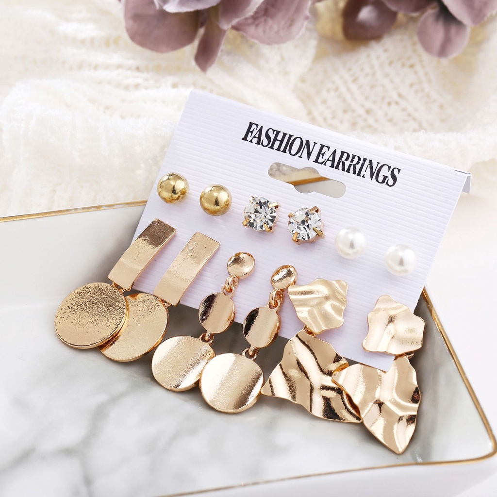 iF YOU Bộ Khuyên Tai Mạ Vàng Đính Ngọc Trai Nhân Tạo Phong Cách Bohemian