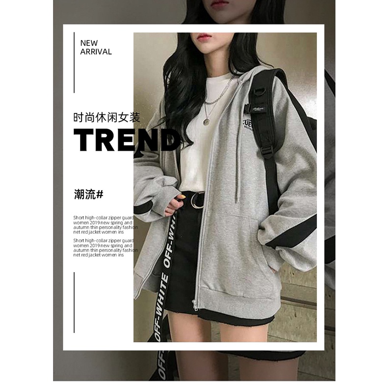 Áo khoác bé gái Áo Khoác Khóa Kéo Dáng Rộng Phong Cách Harajuku Hàn Quốc Thời Trang Thu Đông Mới 2022