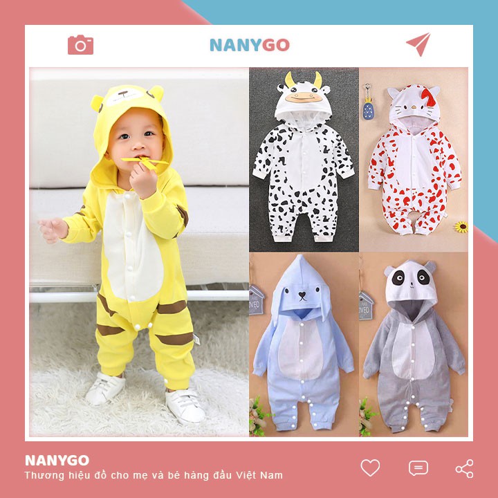 Quần Áo Trẻ Em Sơ Sinh, Bộ Body Thú Dài Tay Cho Bé Trai, Bé Gái Chất Cotton - [BDD8]