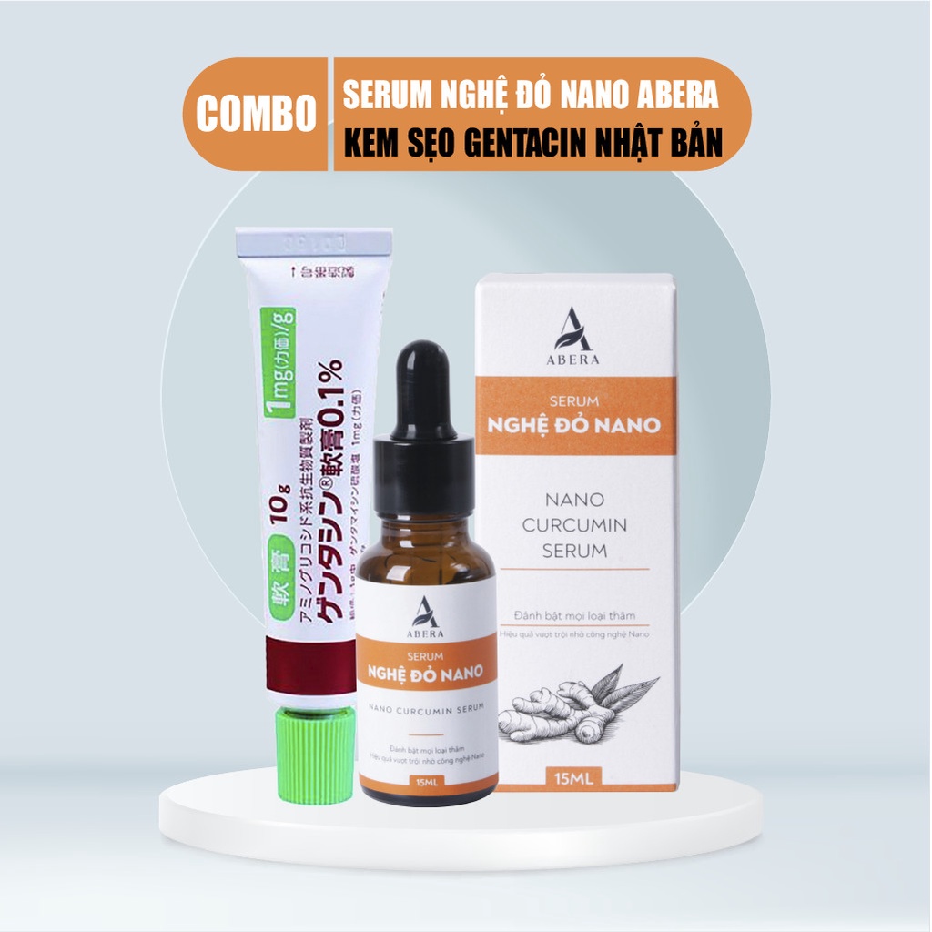 Serum Nghệ Đỏ Nano ABERA &amp; Kem Sẹo Gentacin Nhật Bản - Dành Cho Thâm Sẹo