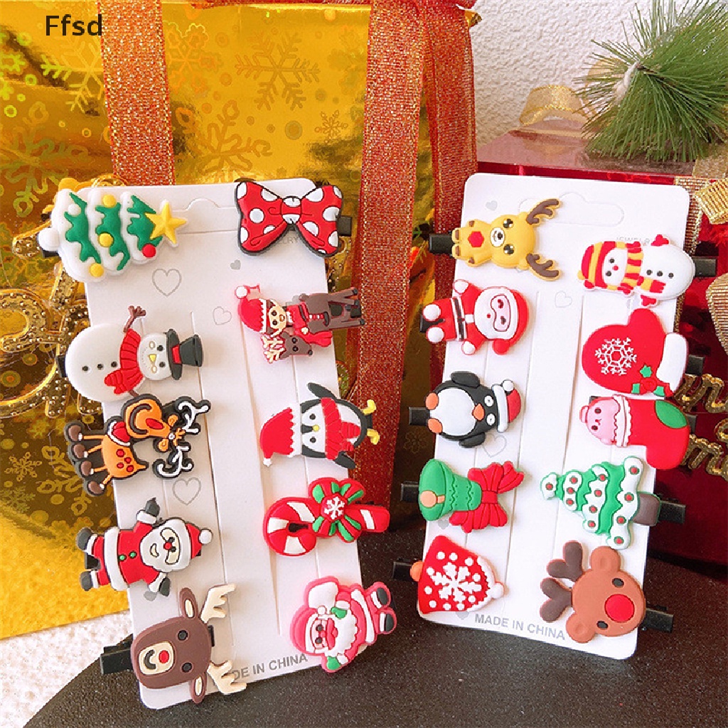{Ffsd} Set 10 Kẹp Tóc Hình Cây Thông Giáng Sinh Dễ Thương Cho Bé Gái * Bán Chạy