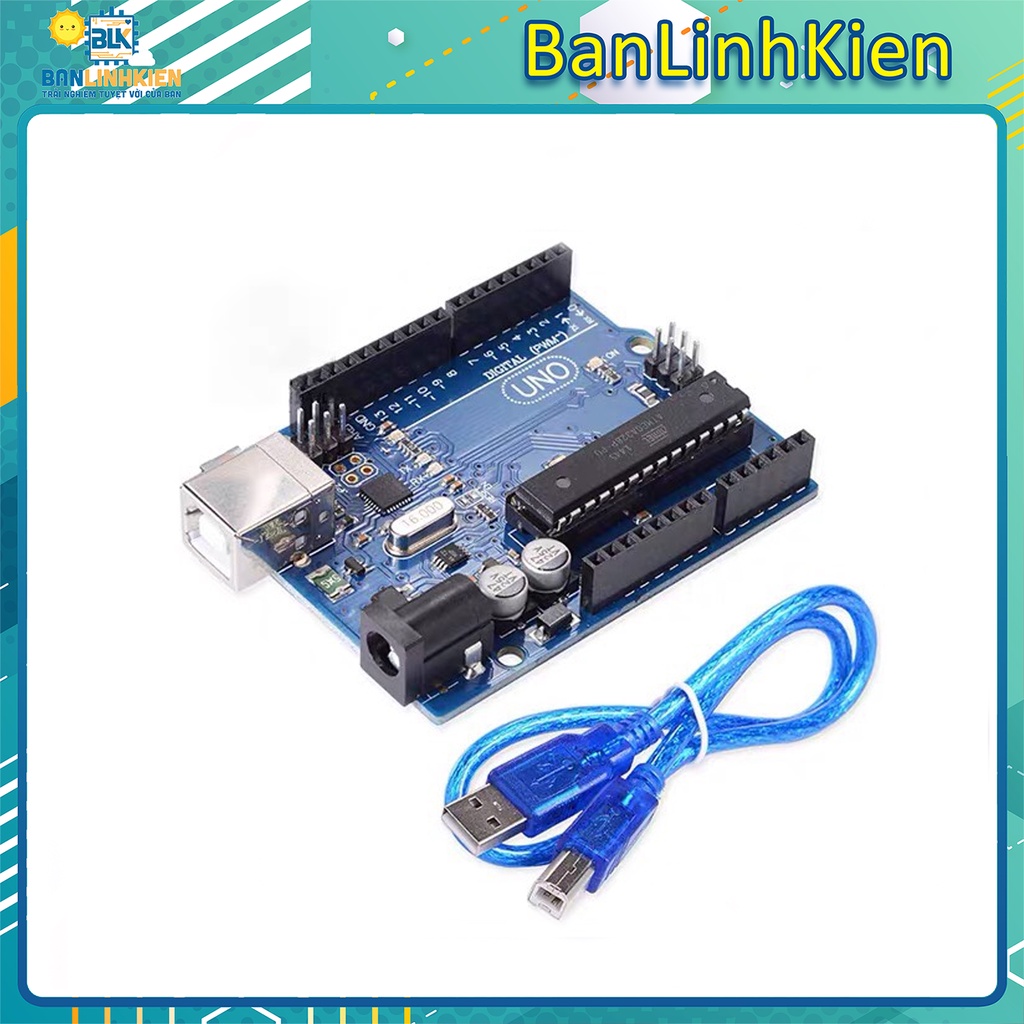 kit học tập arduino uno R3 atmega16u2/ CH340 bảo hành 6 tháng kèm cáp nạp | BigBuy360 - bigbuy360.vn