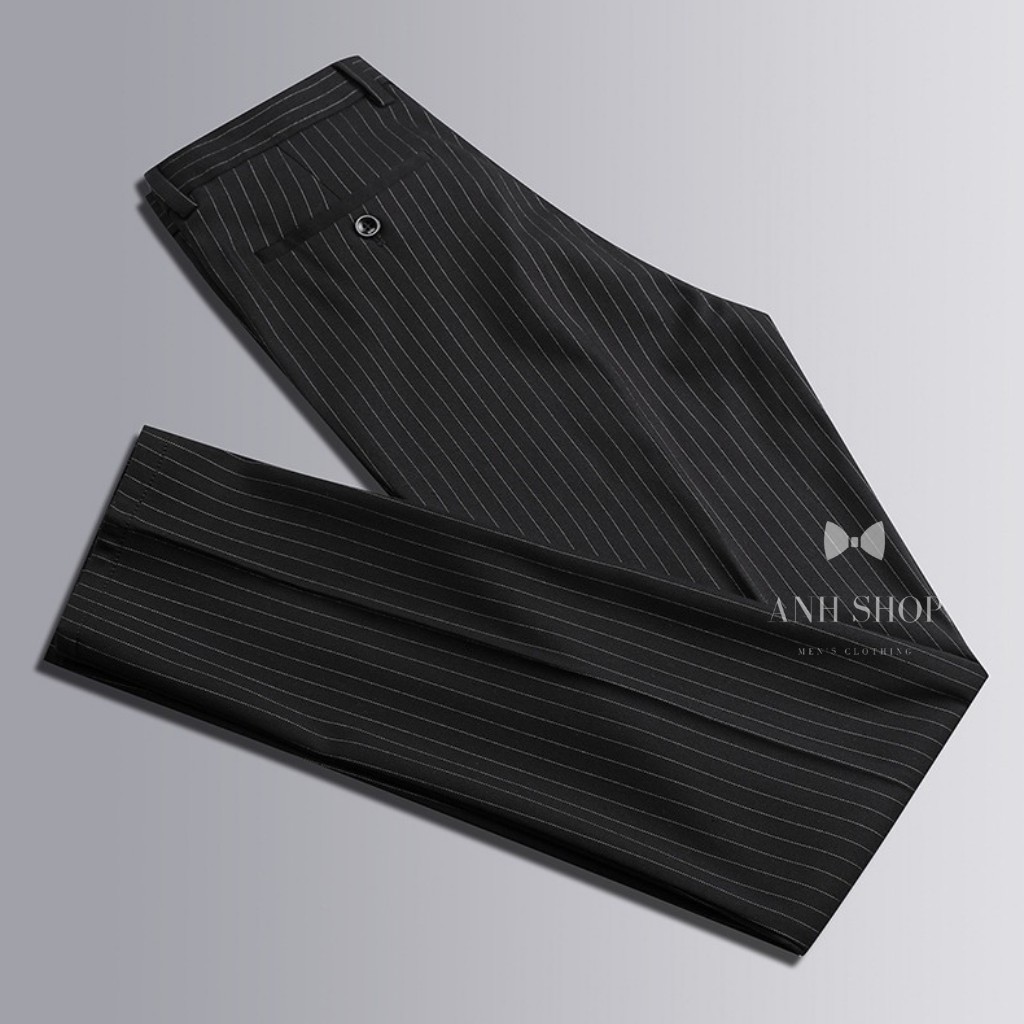 Quần tây nam kẻ sọc Hàn Quốc, Quần kẻ sọc trẻ trung năng động phối siêu đẹp với sơ mi và giày da, giày lười...