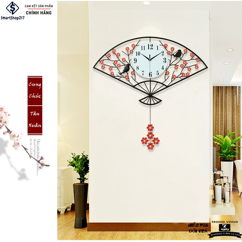 [DH-007] Đồng Hồ Treo Tường Trang Trí Hình Quạt (Tặng Decal trang trí + Bộ Kim dự phòng + Đinh treo chống hỏng tường)