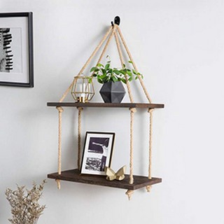 Kệ trang trí treo tường bằng dây thừng 2 tầng ANDHERE