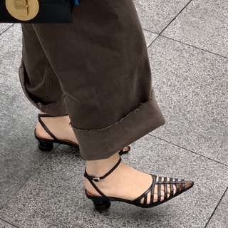 Giày Sandals cao gót 4cm  mũi nhọn đan dây có thêm sẵn bigsize 40 41 42 cho nàng ngoại cỡ
