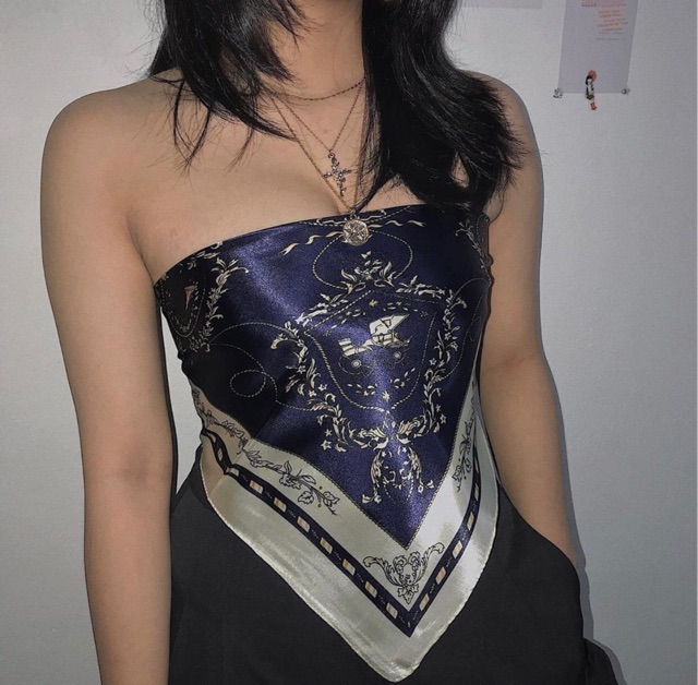 Khăn lụa bandana hoạ tiết size 90x90cm