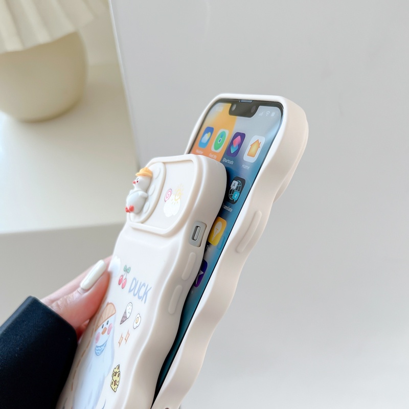 Ốp Điện Thoại Hình Chú Vịt Đội Nón Có Đệm Khí Cho iPhone 12 13 11 PRO MAX XR 11 12 PRO X XS MAX
