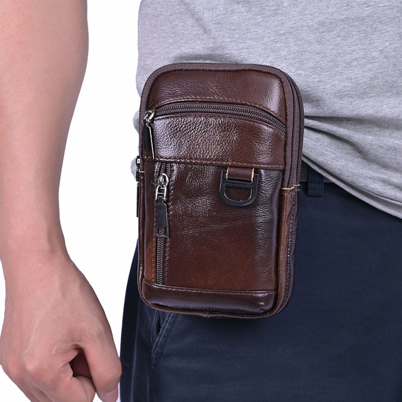 Túi Da PU Đựng Điện Thoại Đeo Chéo Vai Có Khóa Kéo Và Dây Đeo Vai Điều Chỉnh Được Cho Nam