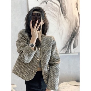  Áo dạ tweet dáng ngắn phong cách Hàn Quốc thêu viền 