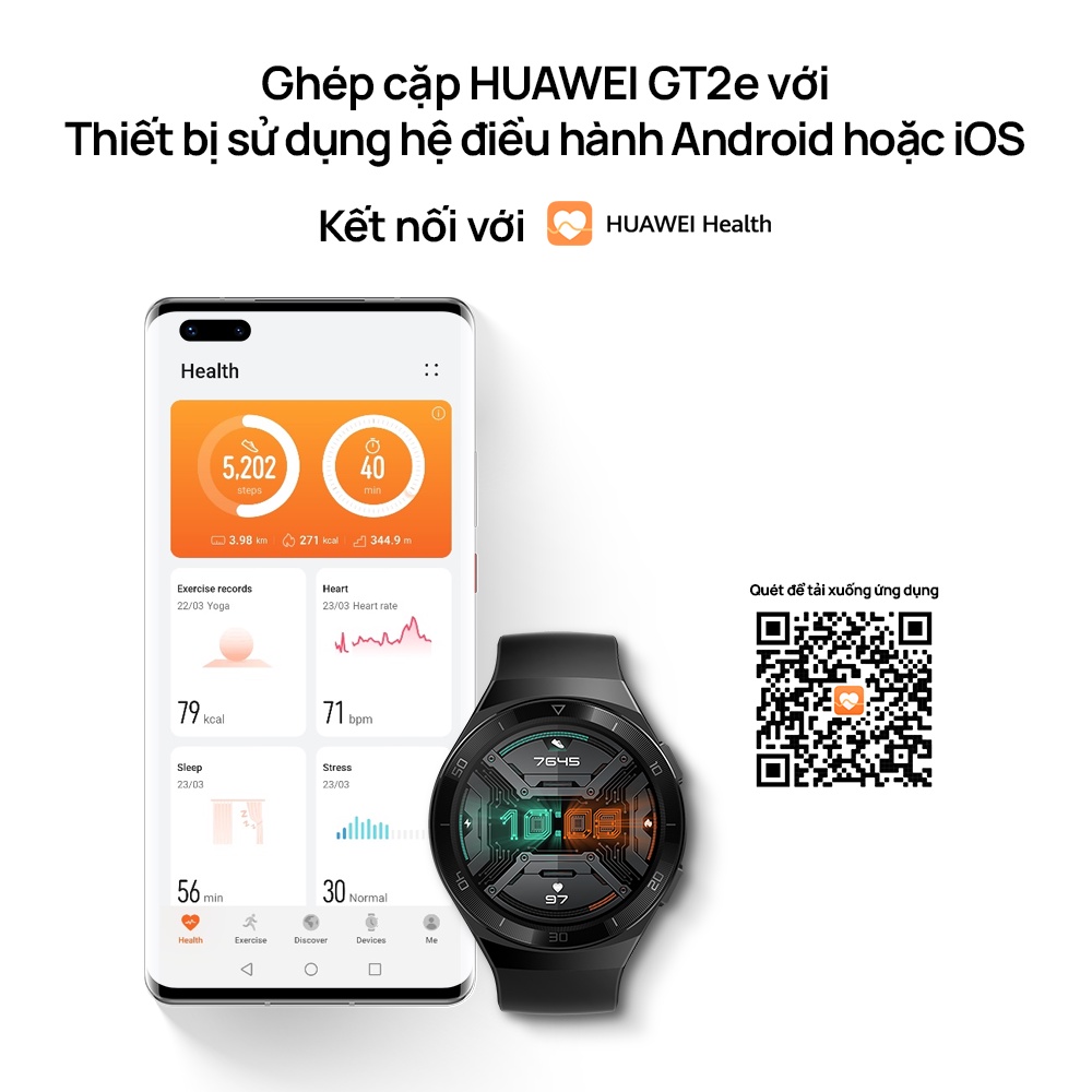 Đồng Hồ Thông Minh Huawei Watch GT2e | Pin Liên Tục 2 Tuần | 100 Chế Độ Luyện Tập