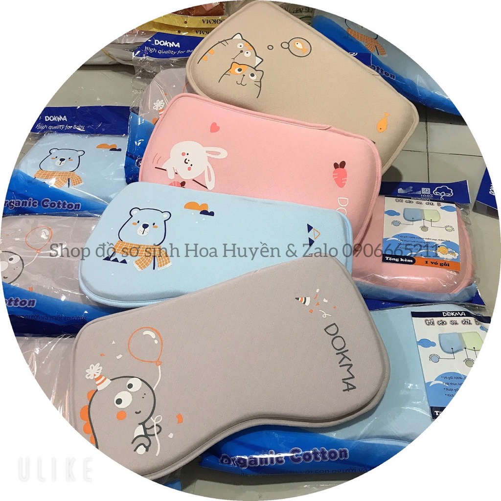 Gối Cao Su Non thiên nhiên cao cấp Dokma hình dáng chữ B thích hợp cho bé sơ sinh Hàng Chính Hãng
