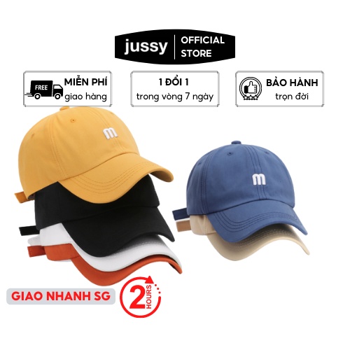 Mũ Lưỡi Trai Nam Nữ Jussy Fashion Nón Kết Chữ M Phong Cách Nón Lưỡi Trai Form Mềm Chất Vải Cotton Thoáng Mát Nhiều Màu