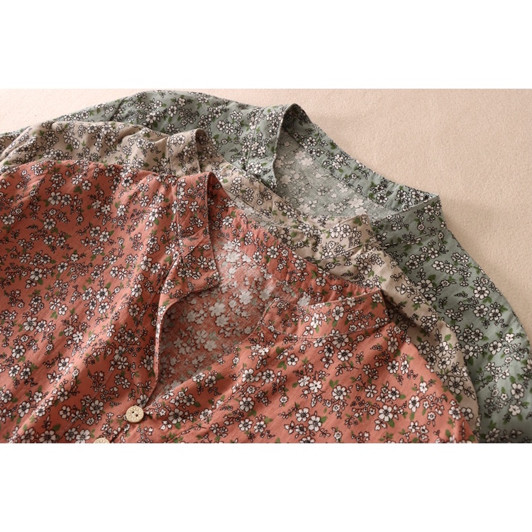 {Ảnh Thật + Hàng sẵn} Áo kiểu nữ hoa nhí cổ V, áo trung niên cho mẹ form rộng