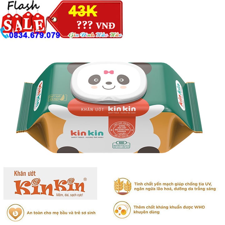 Khăn ướt Kin Kin 100 tờ Không mùi An toàn cho bé