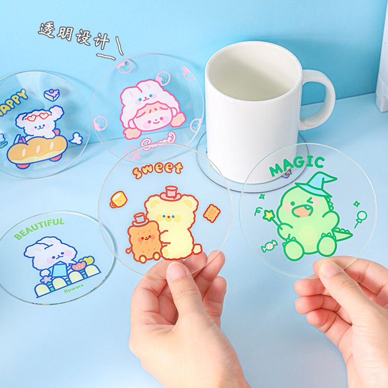 Đế lót ly mica trong suốt, cute