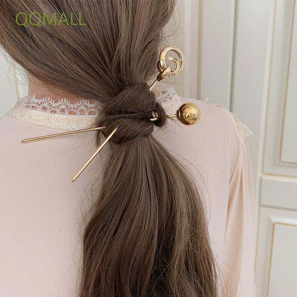 Trâm cài tóc mặt hình tròn bằng kim loại thiết kế đục lỗ đơn giản thời trang cho nữ