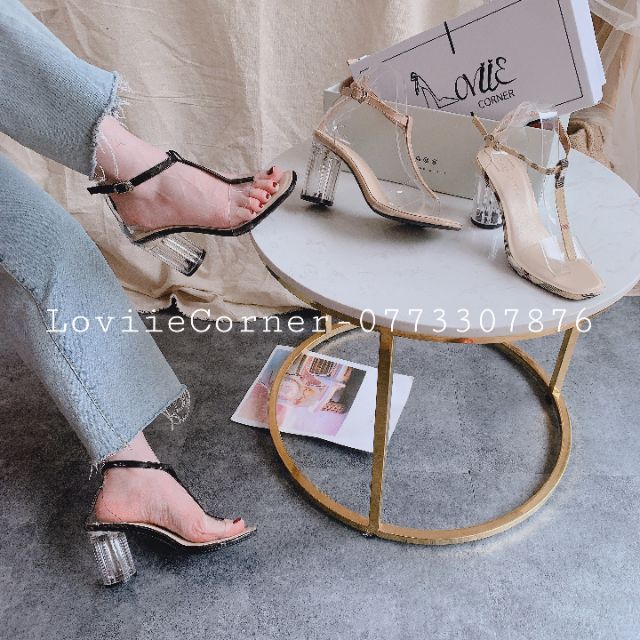 [Mã SKAMFSW175 giảm 10K đơn 50K] SANDAL NỮ XỎ NGÓN LOVIIECORNER GIÀY SANDAL CAO GÓT ĐẾ VUÔNG 3 PHÂN S210703