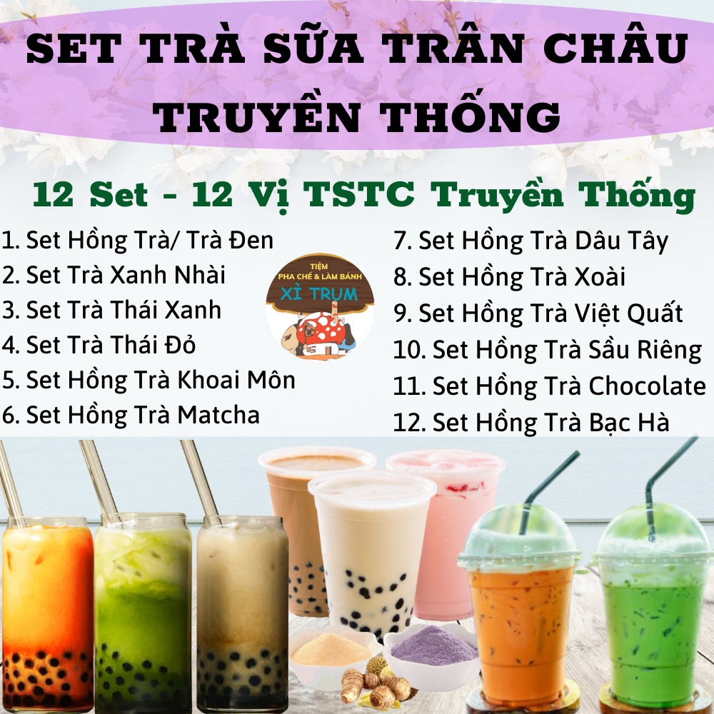 💥GIÁ HỦY DIỆT💥Set 10-12 Ly Trà Sữa Trân Châu Loại Ngon 15 Vị Matcha, Dâu, Thái Xanh, Đỏ, Hồng Trà...Tiệm Pha Chế XITRUM