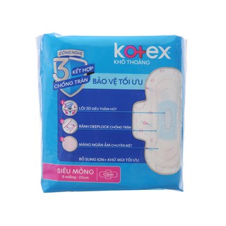 Băng Vệ Sinh Kotex Siêu Mỏng Có Cánh 8 Miếng