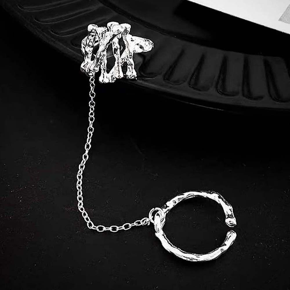 Nhẫn Tua Rua Hình Núi Lửa Phong Cách Punk Cá Tính Dành Cho Nữ|Nhẫn Hở Phối Dây Xích Kim Loại Nhiều Màu Sắc Cá Tính