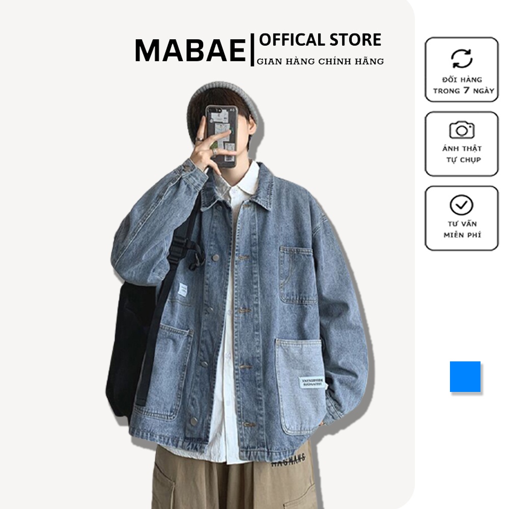 Khoác Jean kéo khóa - Áo khoác nam nữ Mabae Shop
