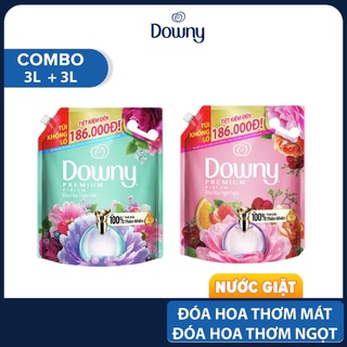 Combo 2 nước xả vải downy đóa hoa thơm mát túi 3l & downy đóa hoa thơm ngọt ngào 3l
