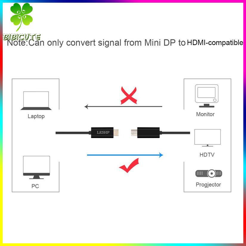 [Fast delivery]LESHP 4K Mini DP 1.2 To HDMI-compatible Cable 4K Connector 1.8m Male To Male