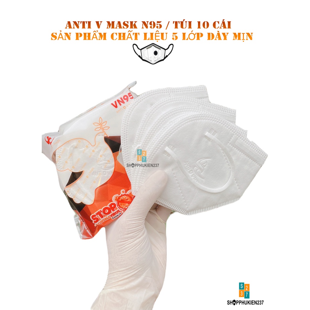 Khẩu Trang 5 Lớp N95 Anti V Mask Túi Zip 10 Cái