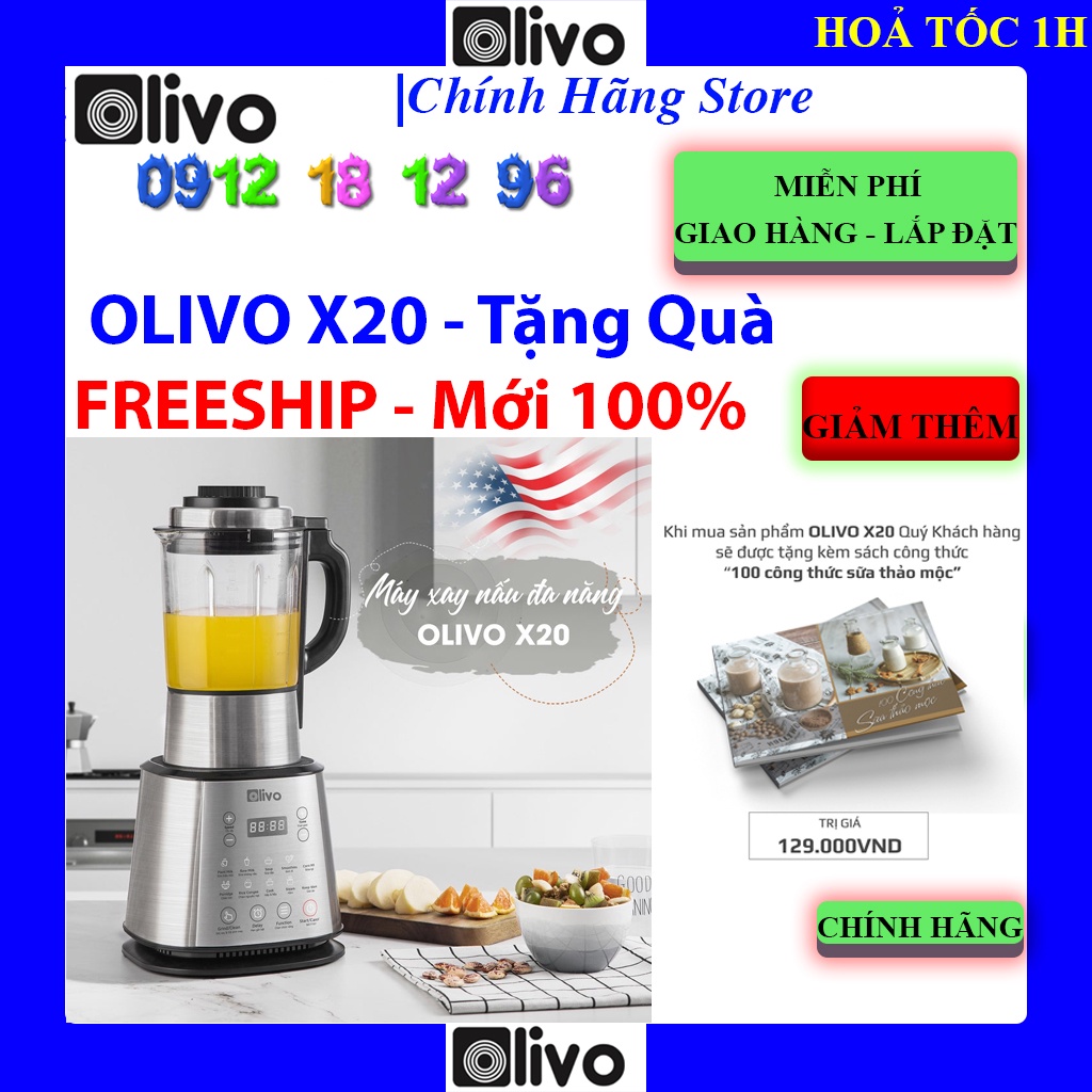 [Mã 55ELSALE1 giảm 7% đơn 300K] Máy Làm Sữa Hạt OLIVO X20, Hàng chính hãng, Mới 100%, Bảo hành chính hãng 12 tháng