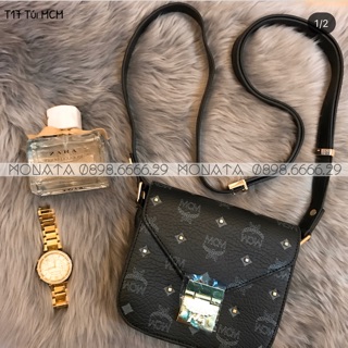 Túi đeo chéo vuông da lì MCM - mã T17