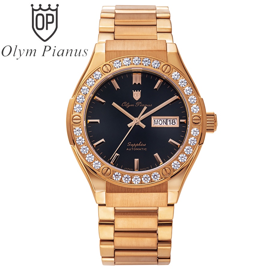 Đồng hồ nam dây kim loại chính hãng Olym Pianus OP990-45 OP990-45ADGR đen