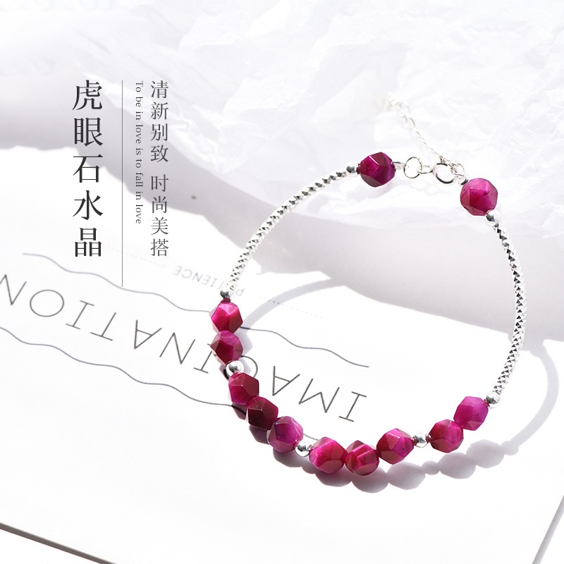 [Hàng Mới Về] Vòng Tay Đá Mắt Hổ Nhỏ Màu Đỏ Hồng Mắt Hổ Tươi Mới Thời Trang Mùa Hè