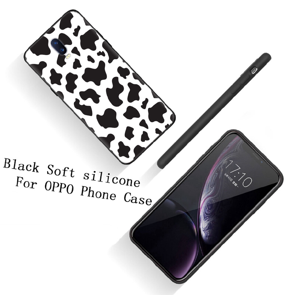 Ốp điện thoại silicone mềm viền đen họa tiết bò sữa cho OPPO Reno 3 Pro K5 K3 Realme 5 Pro X Q XT X2 X50