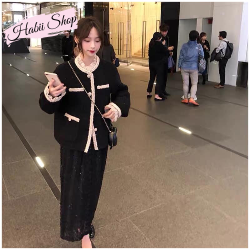 Áo dạ Tweed nữ hàn quốc dáng ngắn - Áo khoác nữ đẹp sang chảnh HABII AD01 | BigBuy360 - bigbuy360.vn