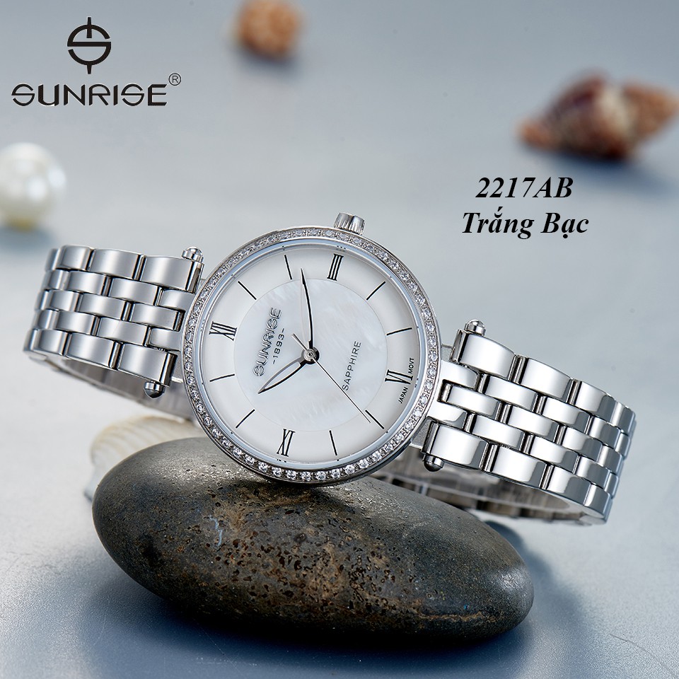 Đồng hồ nữ siêu mỏng Sunrise 2217AB Đính Đá kính Sapphire chống xước - Fullbox chính | BigBuy360 - bigbuy360.vn