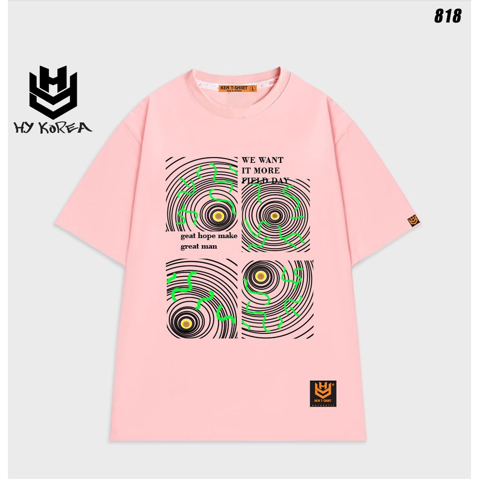 Áo thun tay lỡ unisex form rộng nam nữ Vòng xoáy 818 HY KOREA