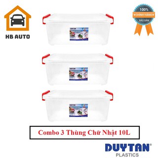 Tiện dụng và an toàn Bộ 3 Thùng Nhựa Trong Suốt Duy Tân 10 Lít (41.2 x 27.2 x 14.5 cm) No.H115
