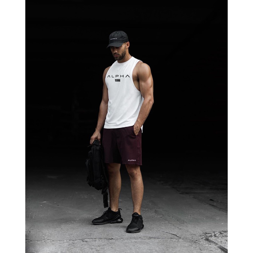 Áo tank top tập gym, áo ba lỗ nam Alpha chất vải Cotton (Đủ size M-XXL) *